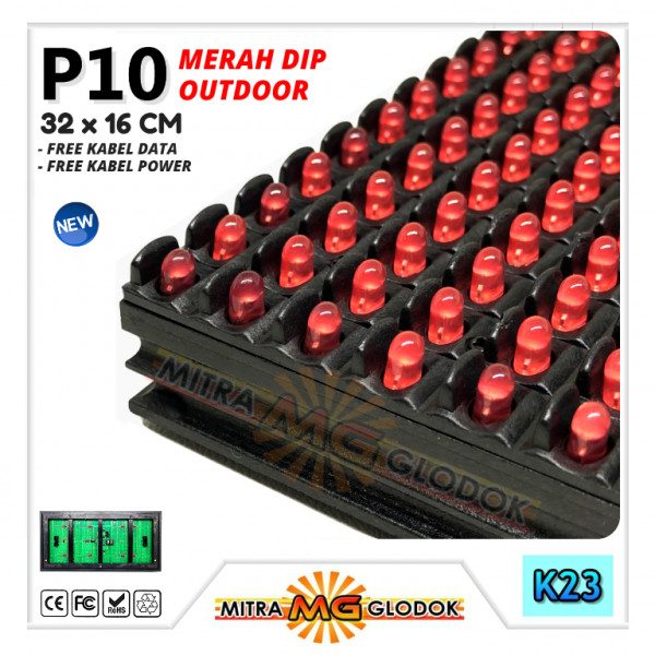 Panel Modul P10 DIP Outdoor Single Color | RED - MERAH - Standard